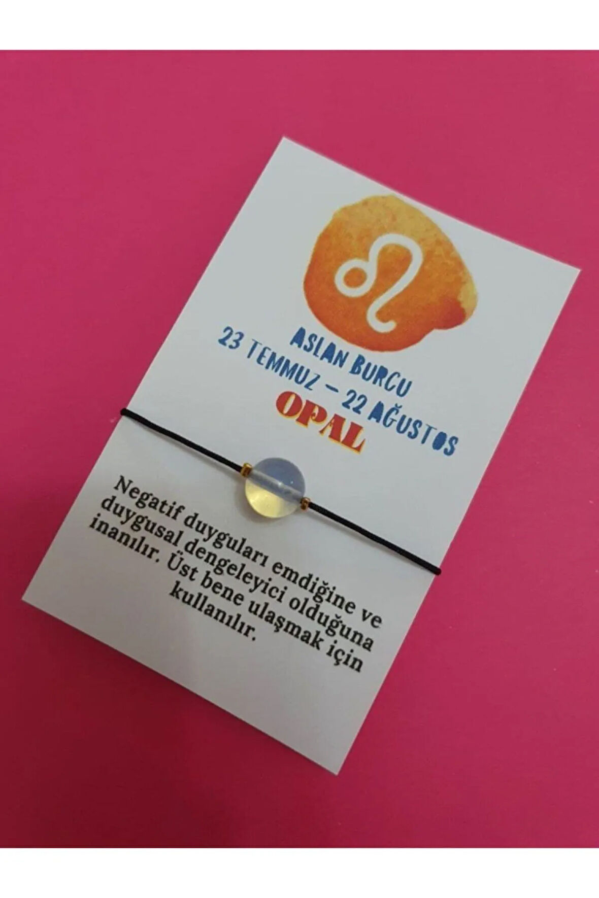 Aslan Burcu Opal Doğal Taş Ip Burç Bilekliği