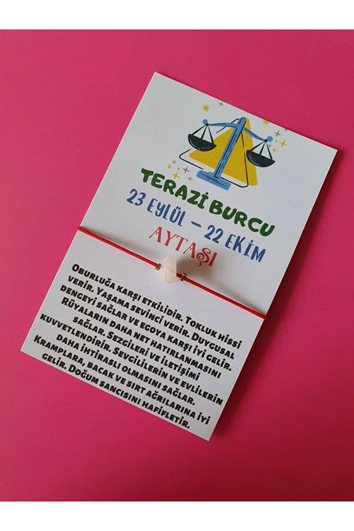 Terazi Burcu Aytaşı Doğal Taşlı İp Burç Bilekliği