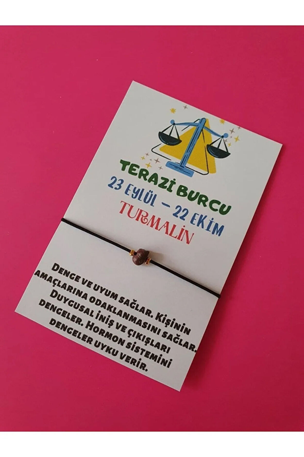Terazi Burcu Turmalin Doğal Taşlı İp Burç Bilekliği