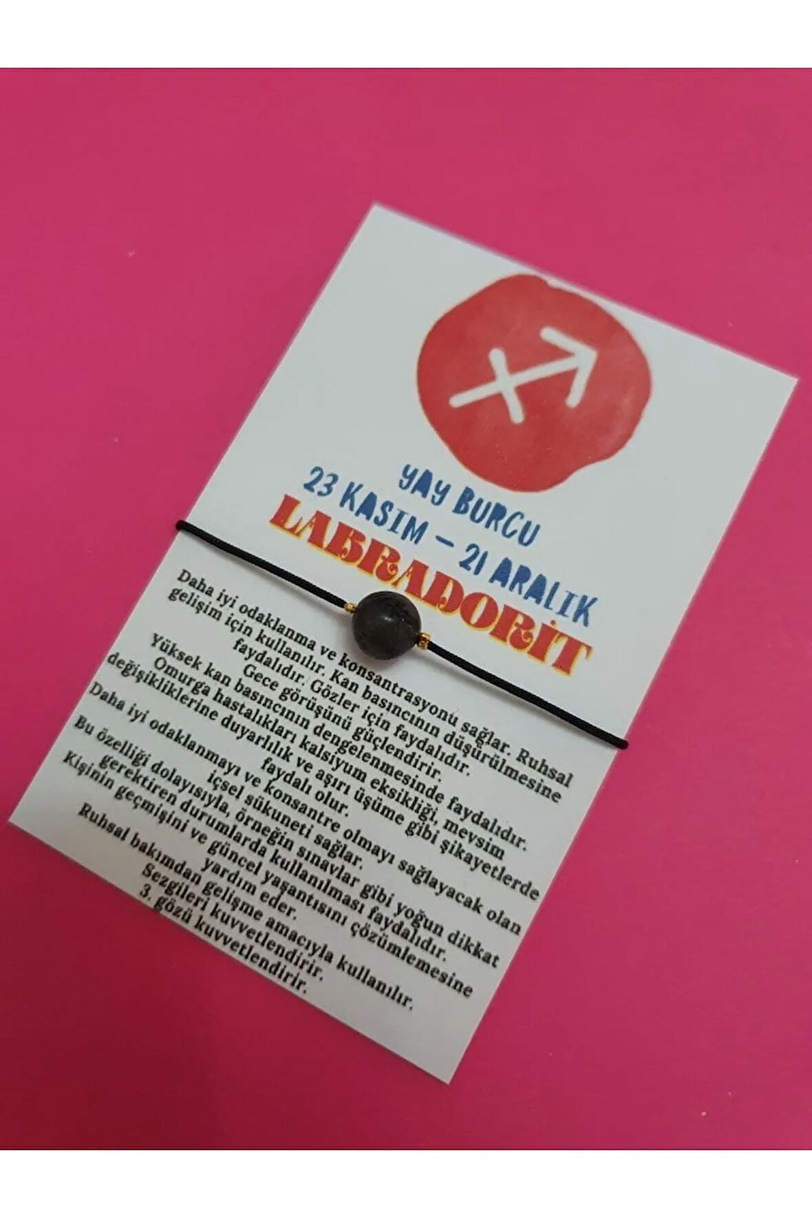 Yay Burcu Labradorit Doğal Taş İp Burç Bilekliği