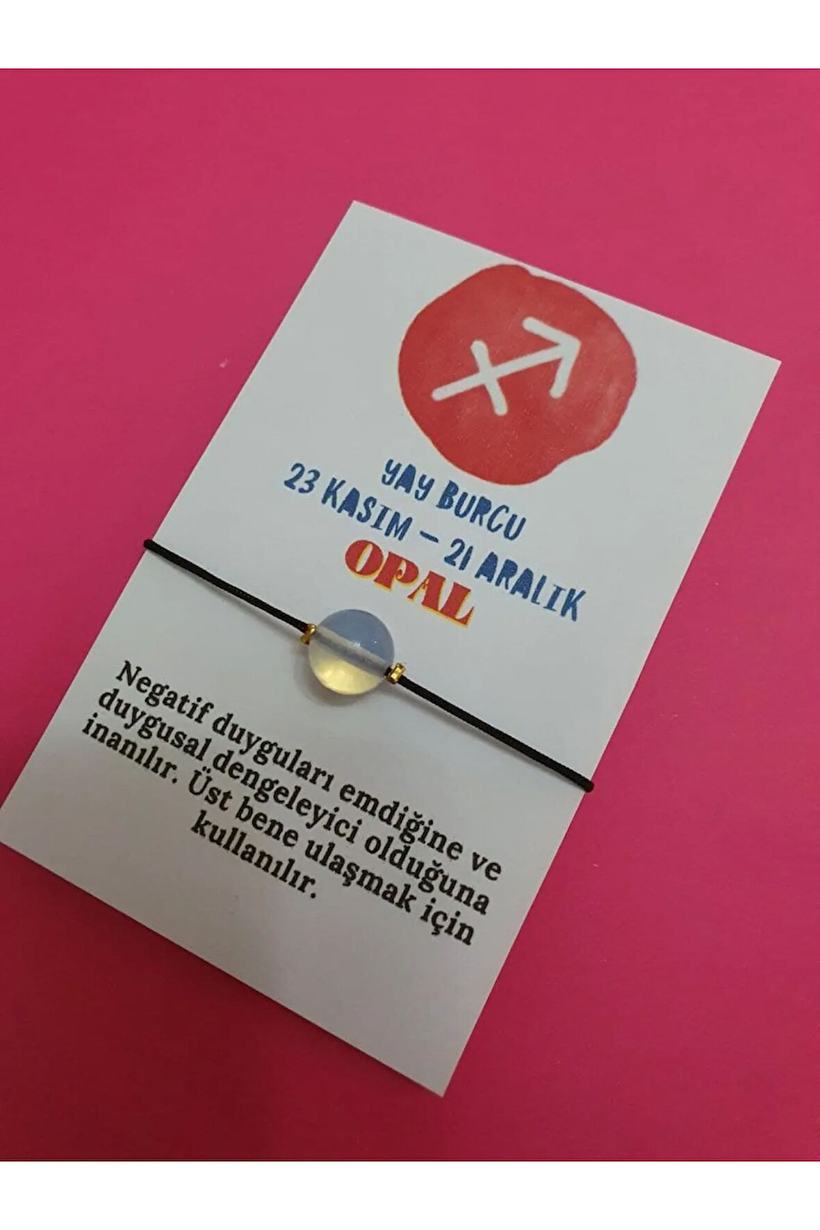 Yay Burcu Opal Doğal Taş İp Burç Bilekliği
