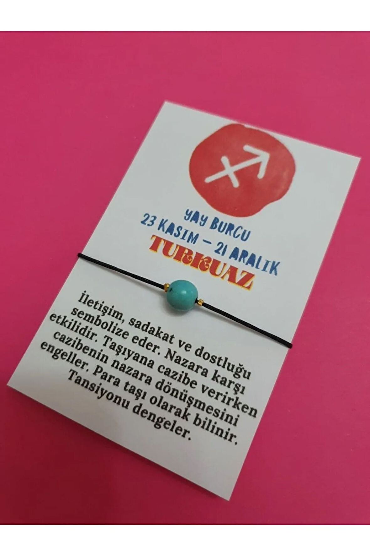 Yay Burcu Turkuaz Doğal Taş İp Burç Bilekliği