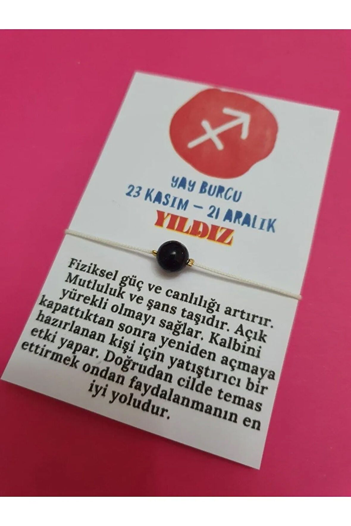 Yay Burcu Yıldız Doğal Taş İp Burç Bilekliği