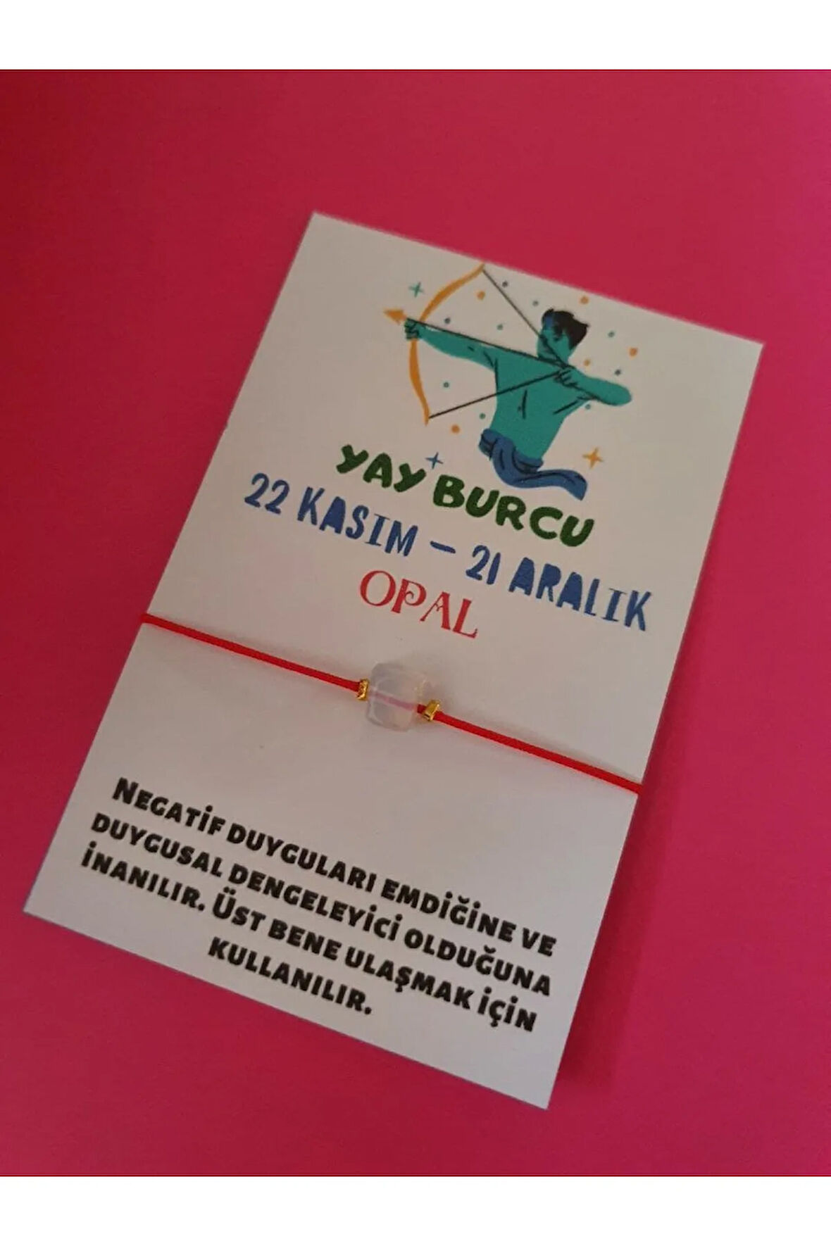Yay Burcu Opal Doğal Taşlı İp Burç Bilekliği