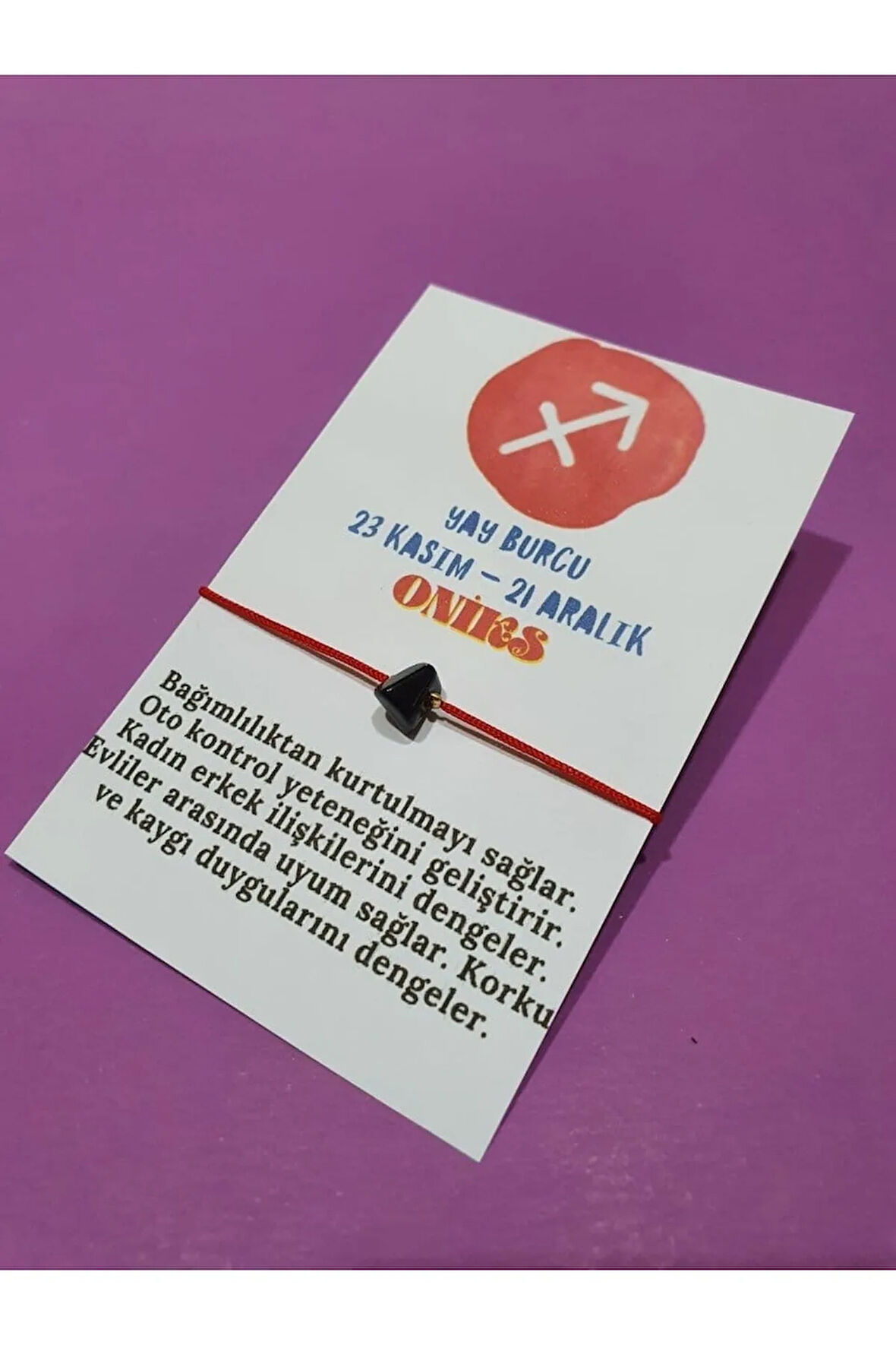 Yay Burcu Oniks Doğal Taşlı İp Burç Bilekliği