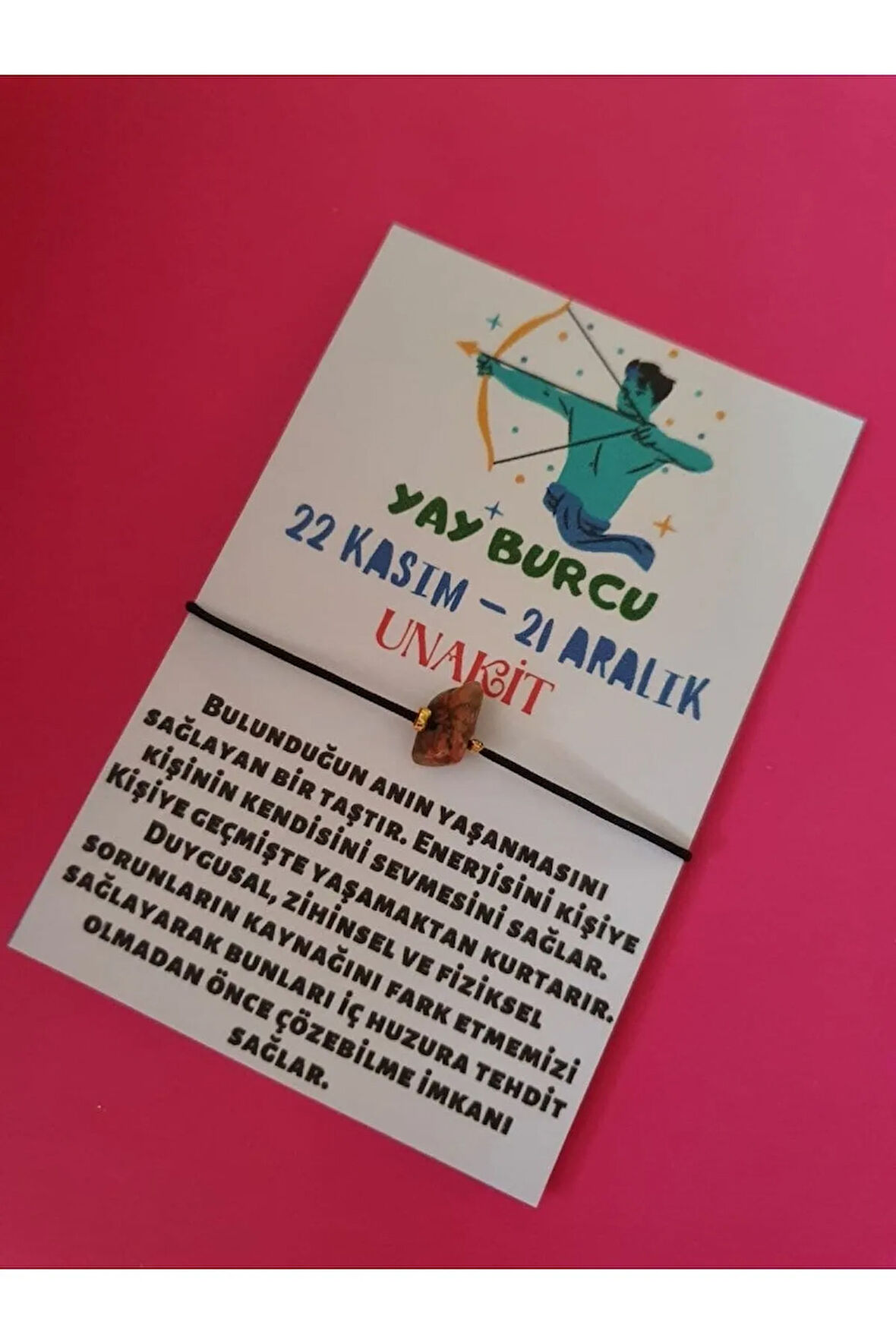 Yay Burcu Unakit Doğal Taşlı İp Burç Bilekliği