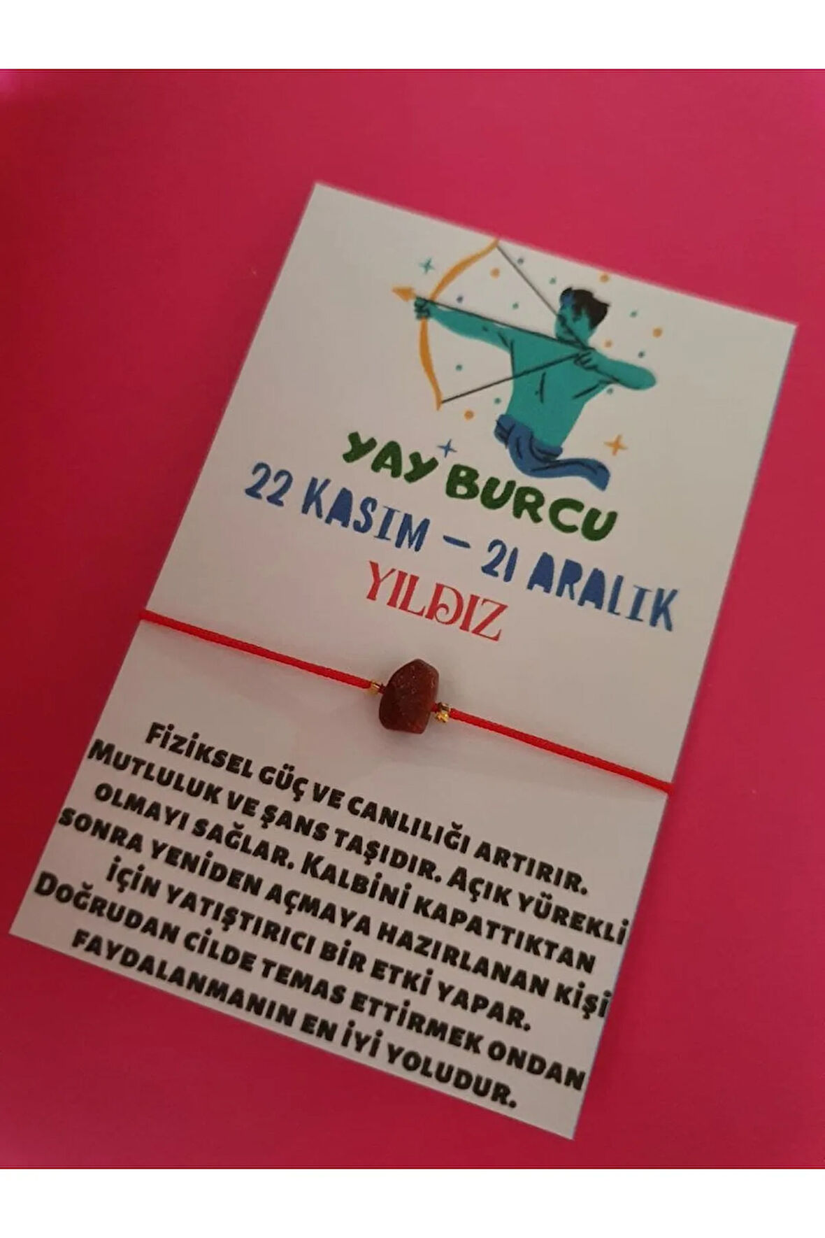 Yay Burcu Yıldız Doğal Taş İp Burç Bilekliği