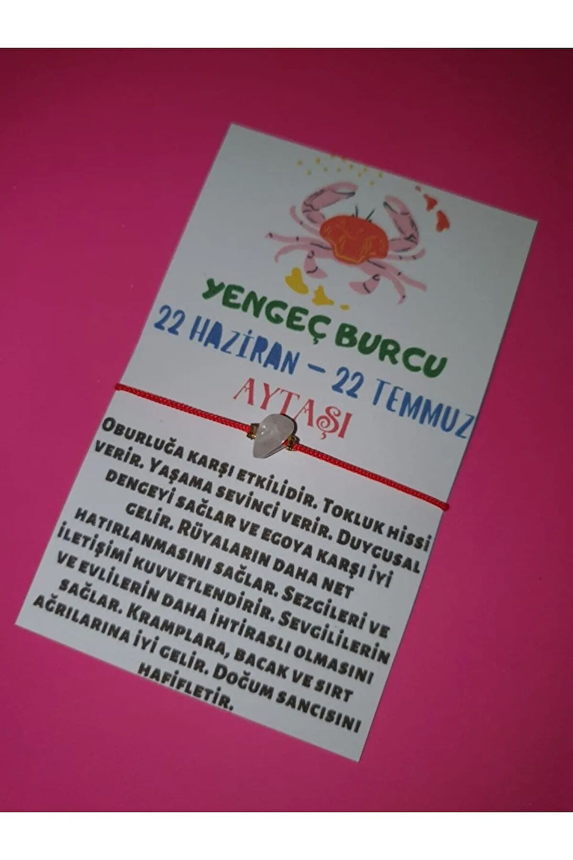 Yengeç Burcu Aytaşı Doğal Taşlı İp Burç Bilekliği