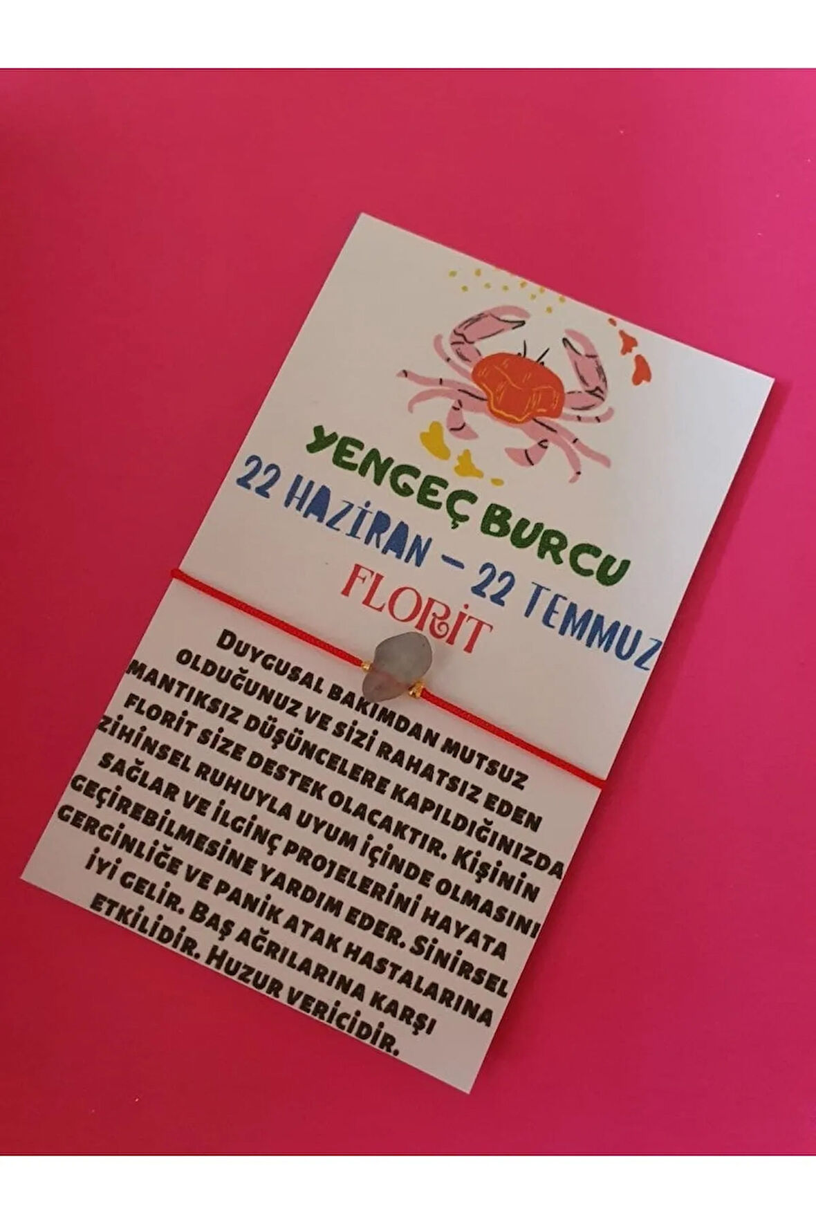 Yengeç Burcu Florit Doğal Taşlı İp Burç Bilekliği