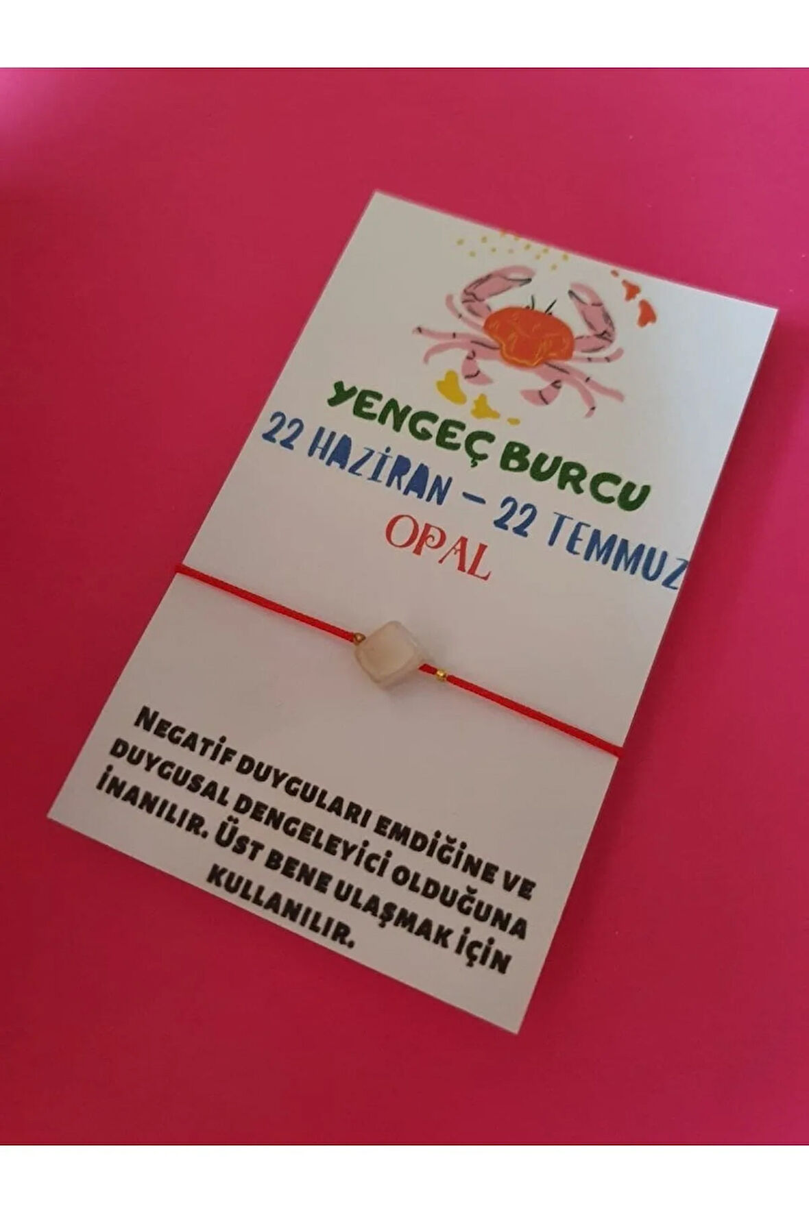 Yengeç Burcu Opal Doğal Taşlı İp Burç Bilekliği
