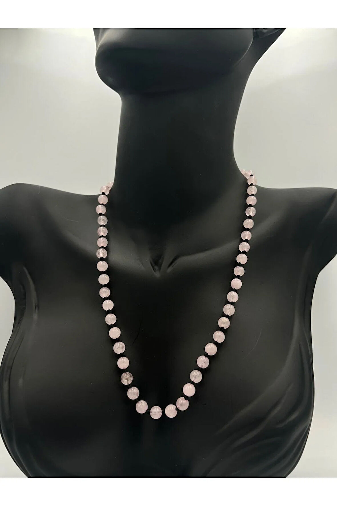 Sertifikalı Doğal Taş Pembe Kuvars Taşı Kolye Aaa Kalite 6mm