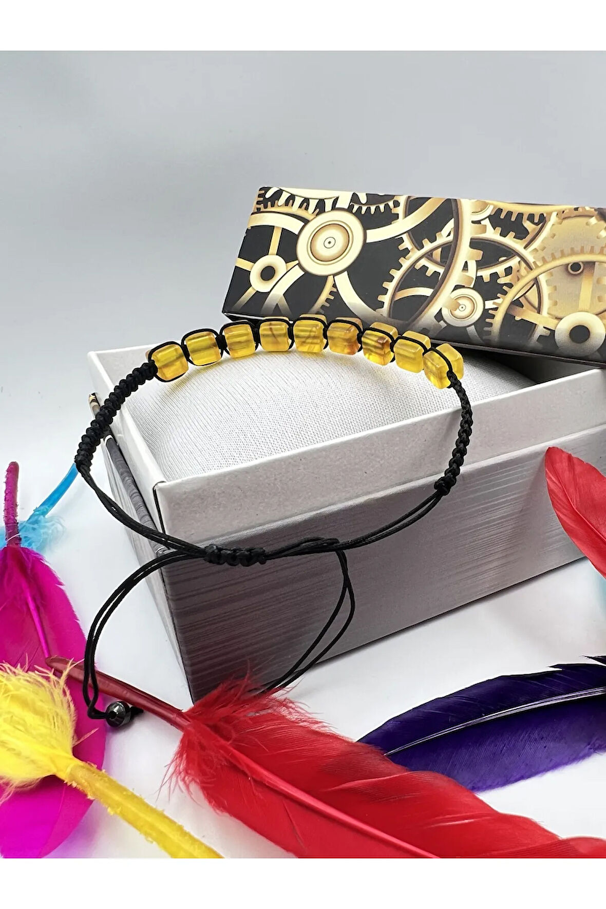 Sertifikalı Kehribar Bileklik Küp Kesim AAA Kalite Asansörlü Kilit Sistemi