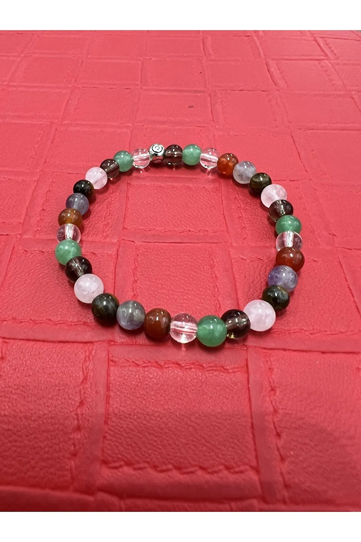 Doğal 7 Çakra Bileklik Kristal Kuvars,Aventurin,DumanlıKuvars,P.Kuvars,Kaplan Gözü,Ametist,Akik 6mm