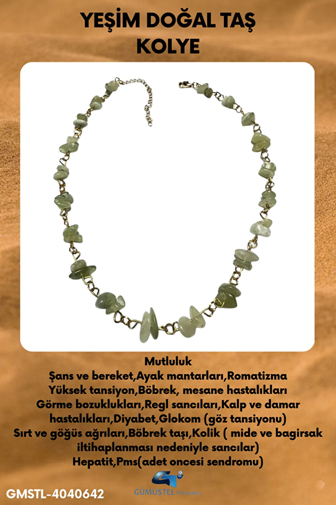 Yeşim Doğal Taş Özel Tasarım Kolye AAA Kalite Sürpriz Hediyeli