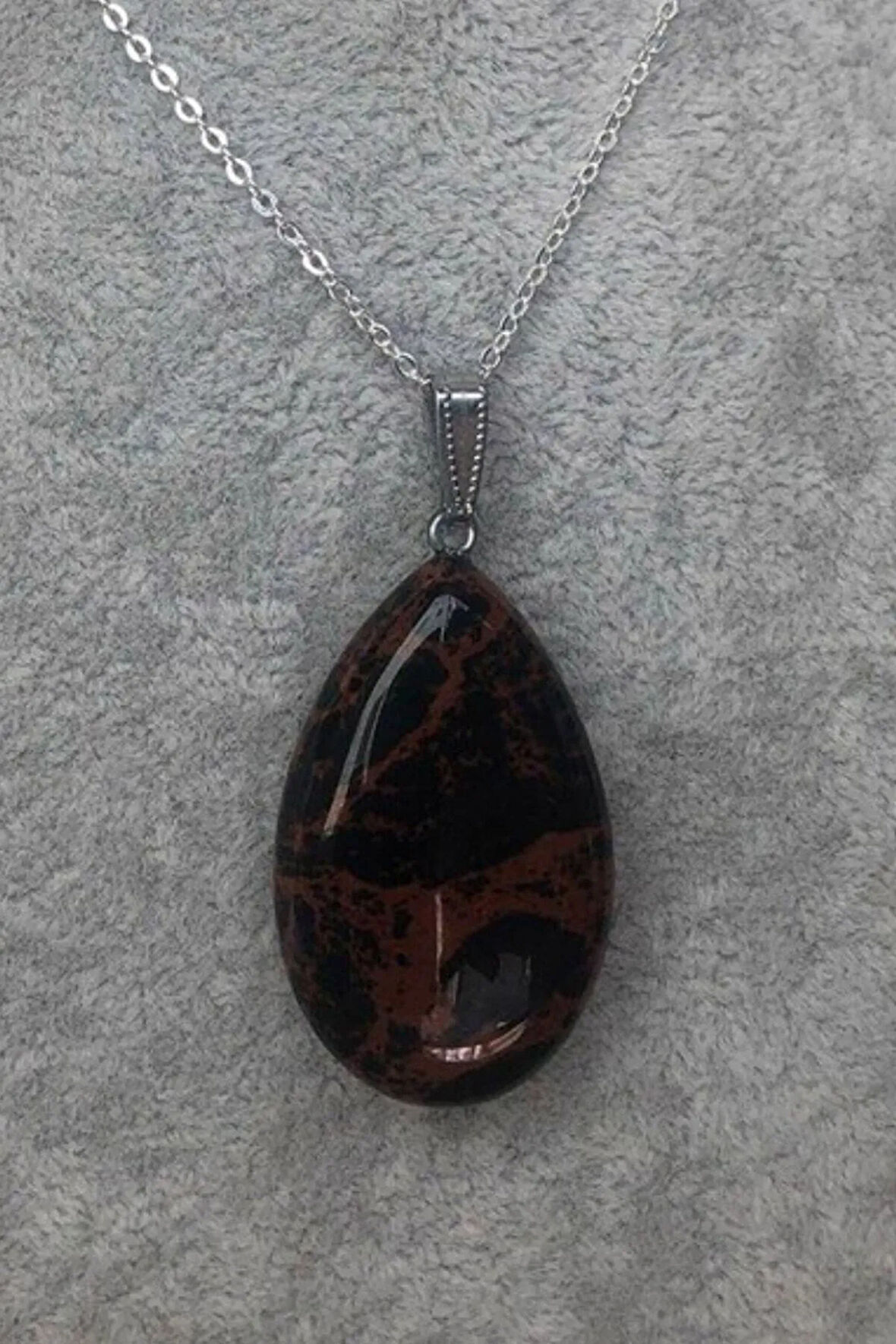 Sertifikalı Doğal Taş Damla Kesim Obsidyen Doğal Taş Kolye