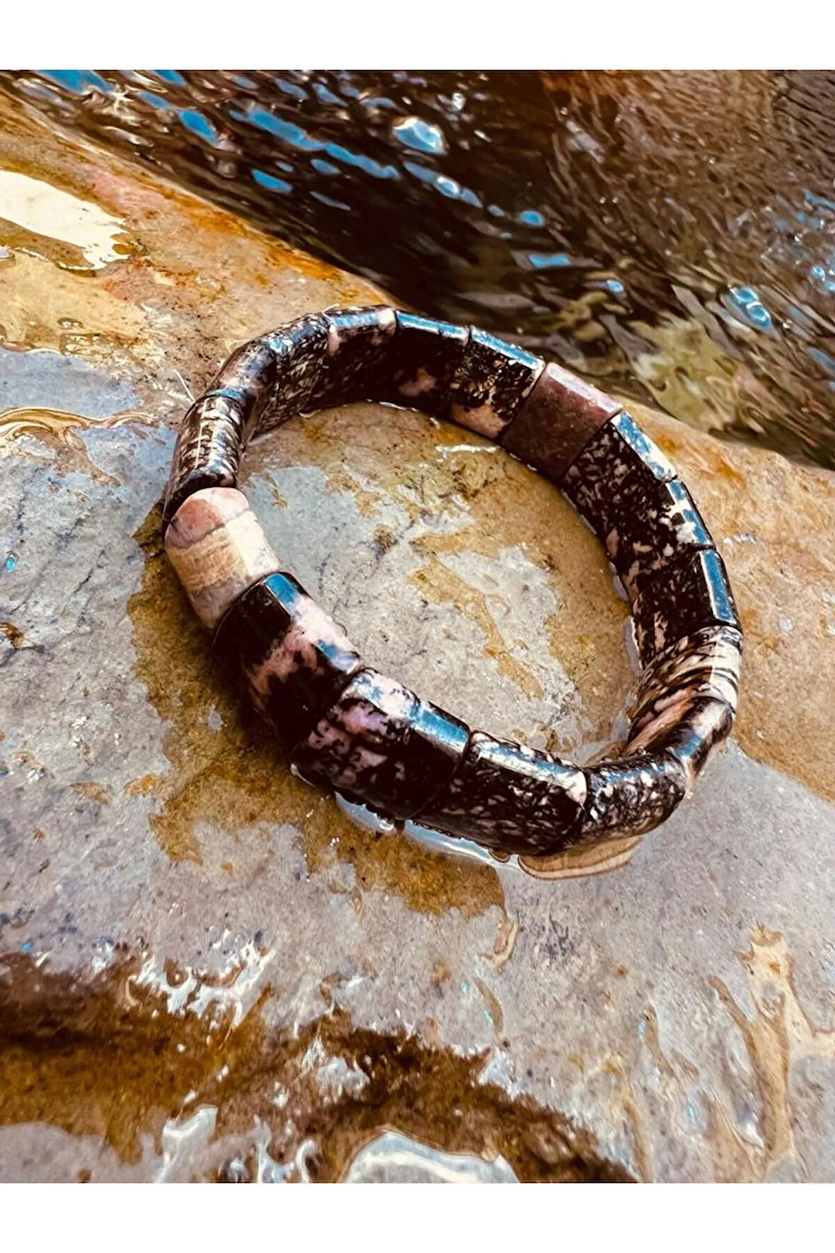 Doğal Rodonit Taşı Özel Kesim Bileklik