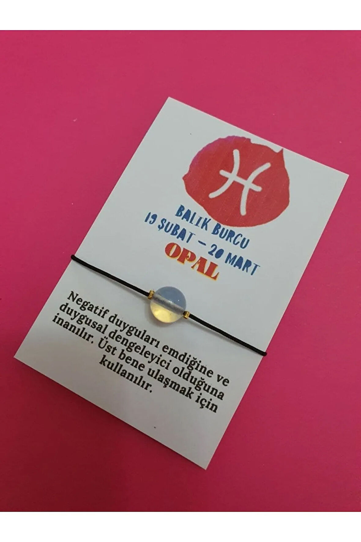 Balık Burcu Opal Doğal Taş İp Burç Bilekliği