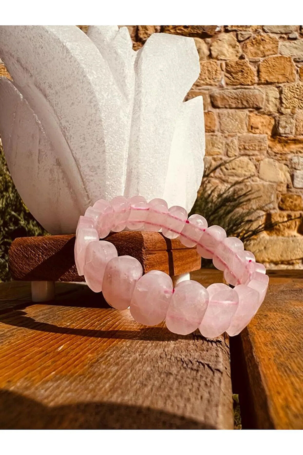 Doğal Pembe Kuvars Taşı Özel Kesim Rolex Bileklik AAA Kalite