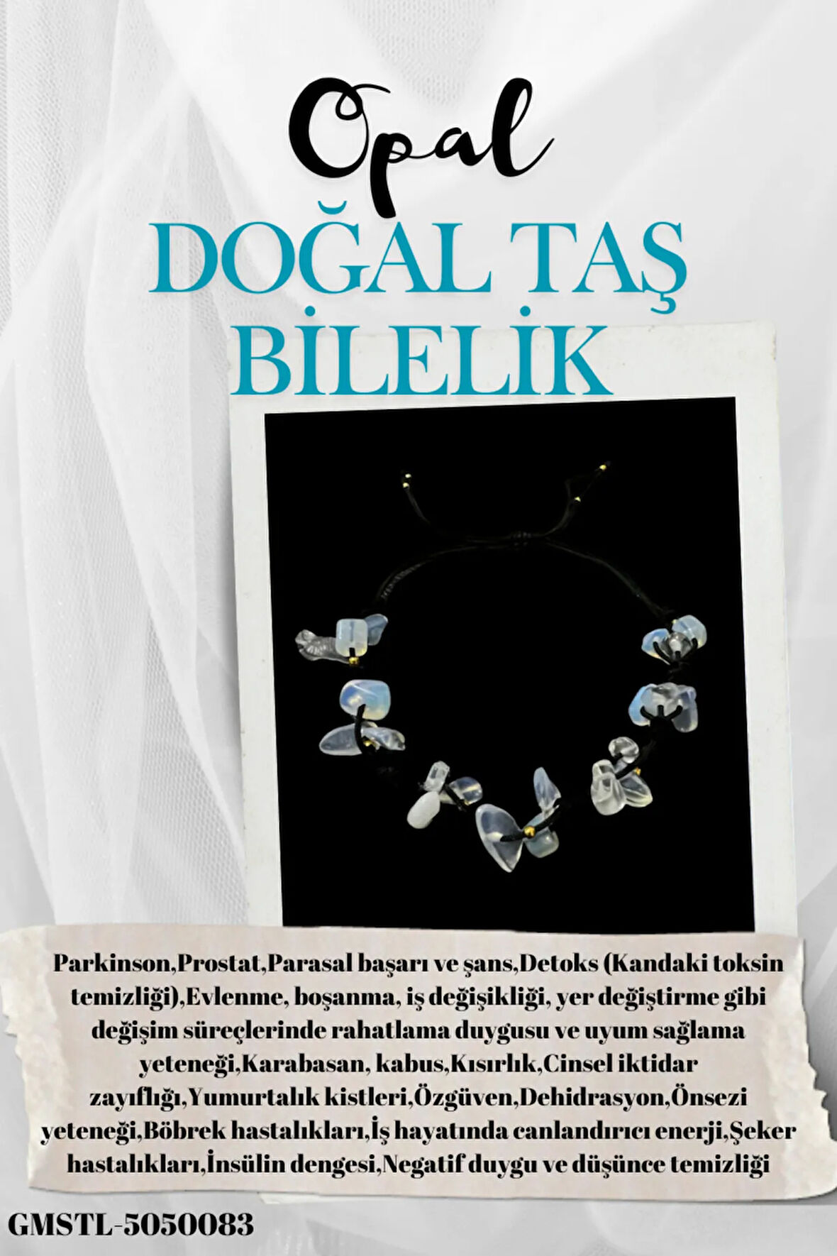 Sertifikalı Doğal Taş Opal Bileklik Özel Tasarım El Yapımı Asansör Kilit Sistemi