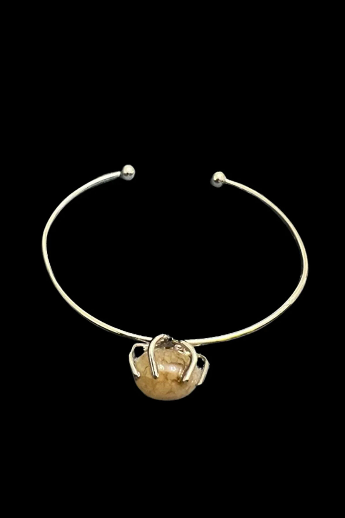 Sertifikalı Akik Doğal Taş Kelepçe Bileklik Ayarlanabilir Tasarım