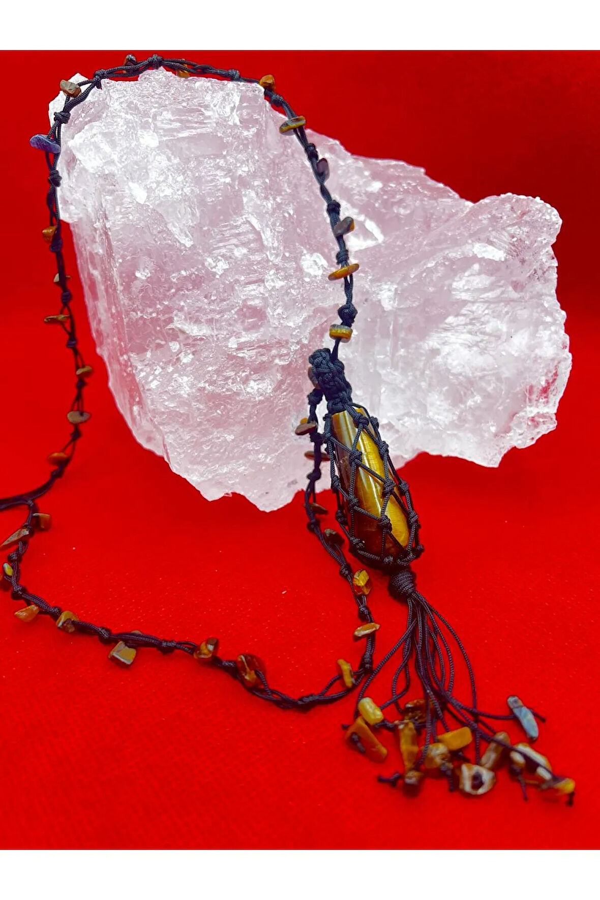 Sertifikalı Kaplan Gözü Doğal Taş Kolye El Yapımı