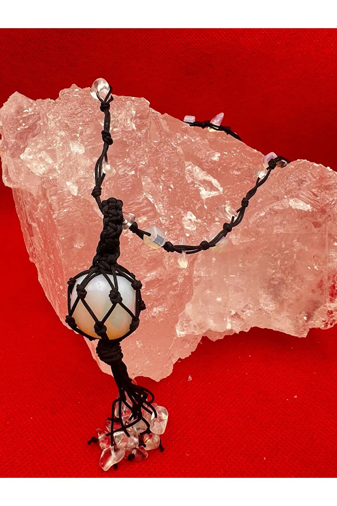 Sertifikalı Opal Doğal Taş Kolye El Yapımı Handmade Aaa Kalite