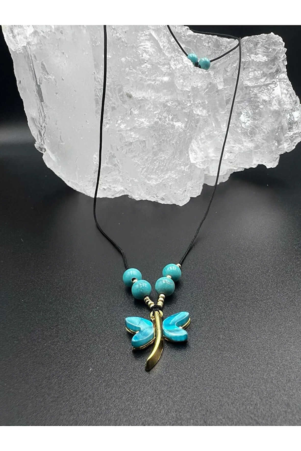 Sertifikalı Turkuaz & Sedef Doğal Taş Tasarım Kolye Yusufcuk Detaylı AAA Kalite