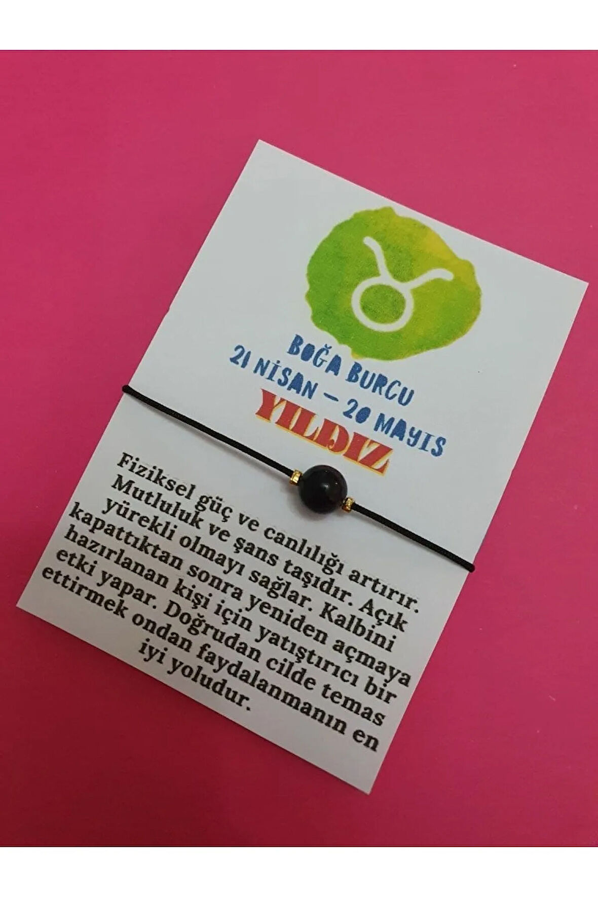 Boğa Burcu Yıldız Doğal Taş İp Burç Bilekliği