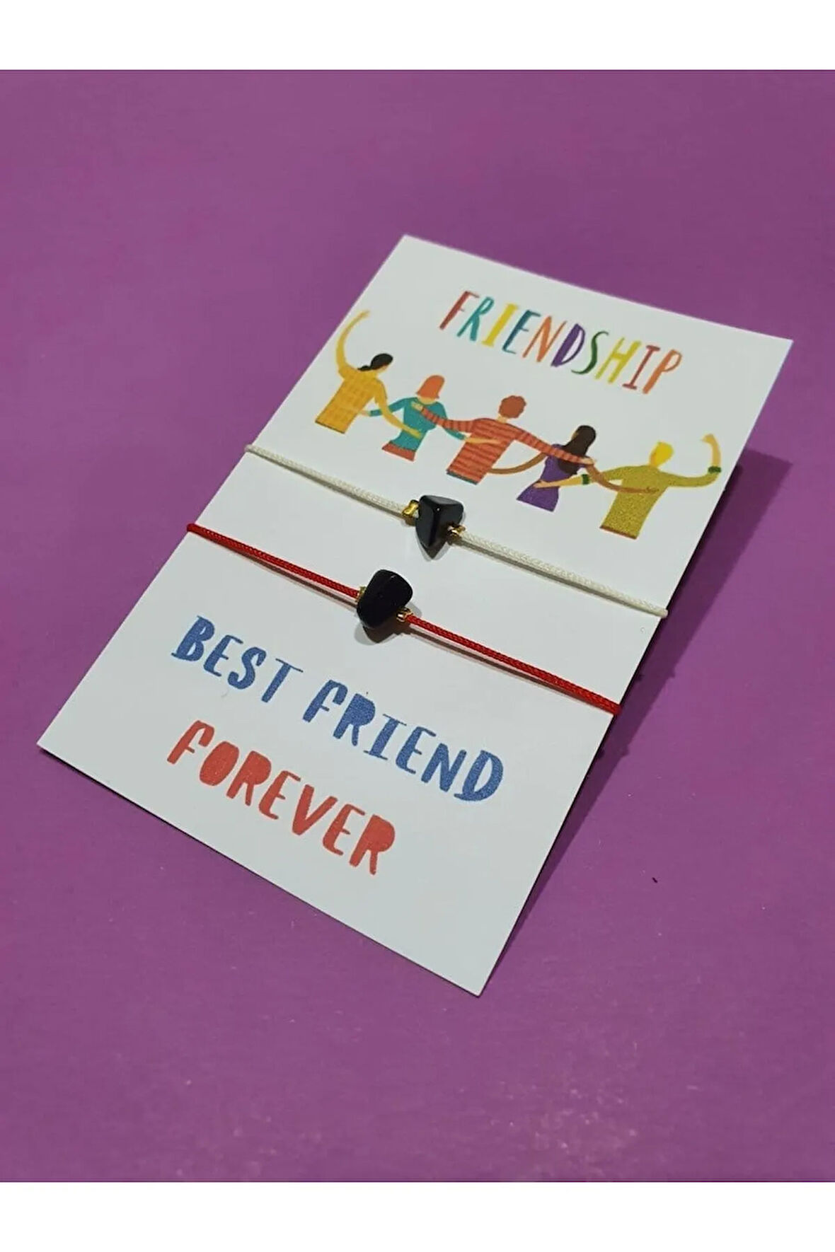 Dostluk Oniks Doğal Taşlı İp Bileklik