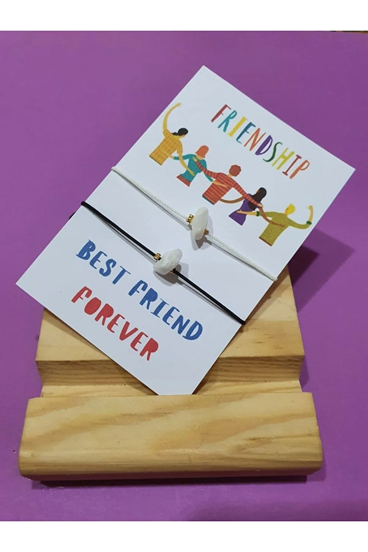 Dostluk Sedef Doğal Taşlı İp Bileklik