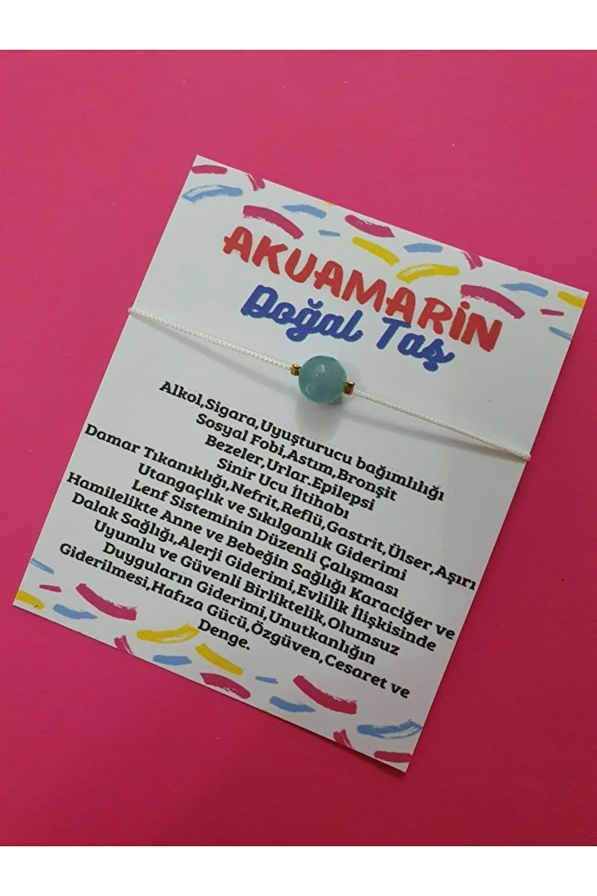 Doğal Akuamarin Taşı Bileklik Orijinal Doğal Taş