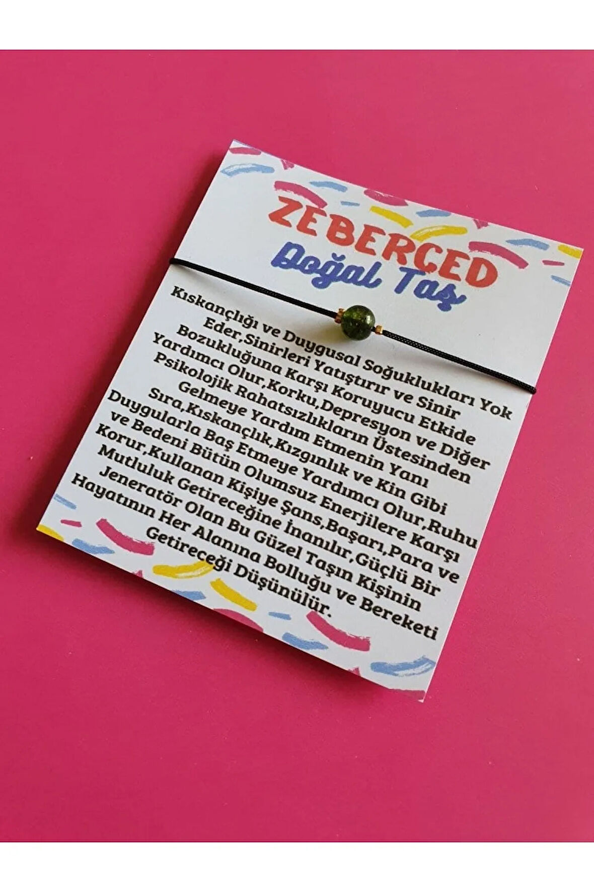 Doğal Zeberced Taşı Bileklik 6mm Orijinal Doğal Taş
