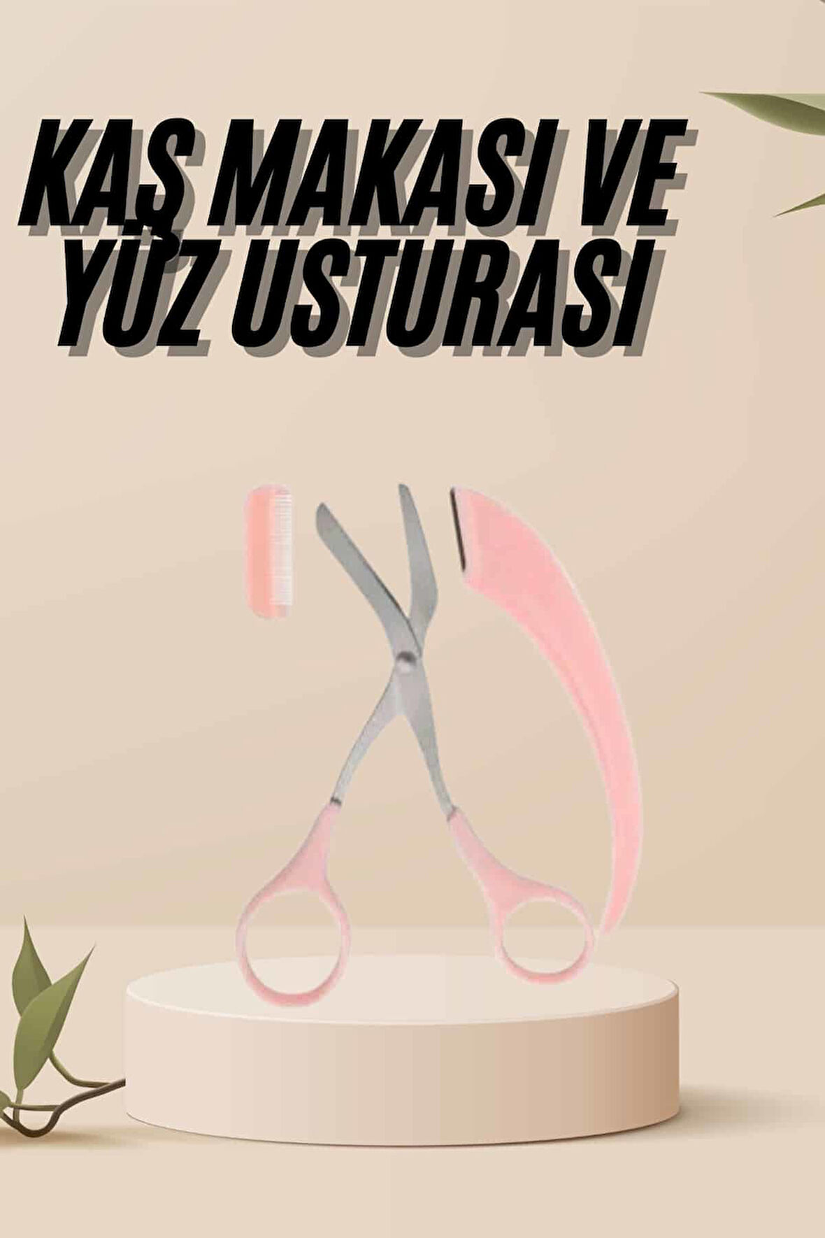 Kavisli Kaş Kirpik Düzeltici Bıyık Alma Taraklı Kaş Makası Yüz Bakım Seti M