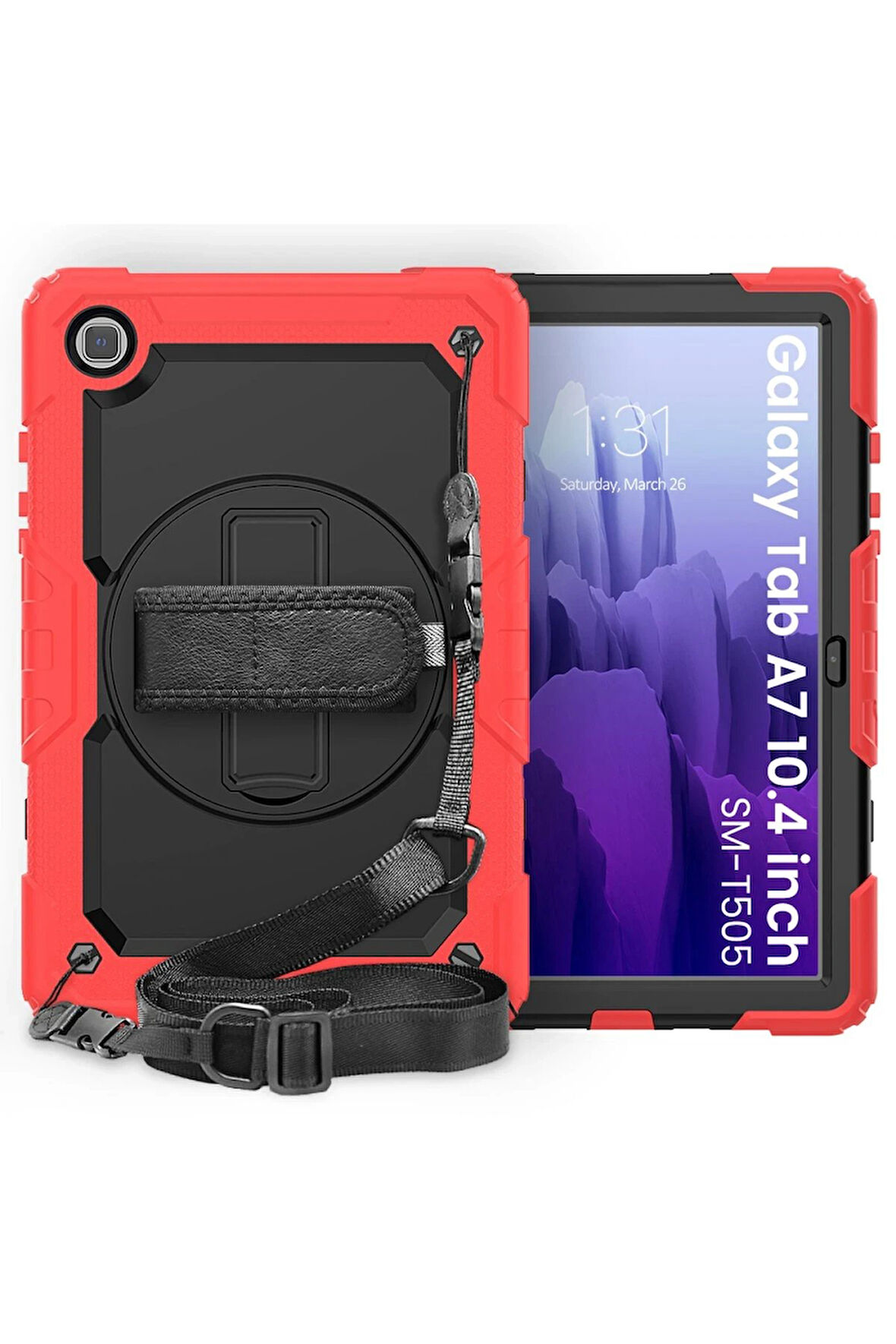 Samsung Galaxy Tab A7 10.4 Kılıf Pars Tablet Kapak - Kırmızı-(5796)