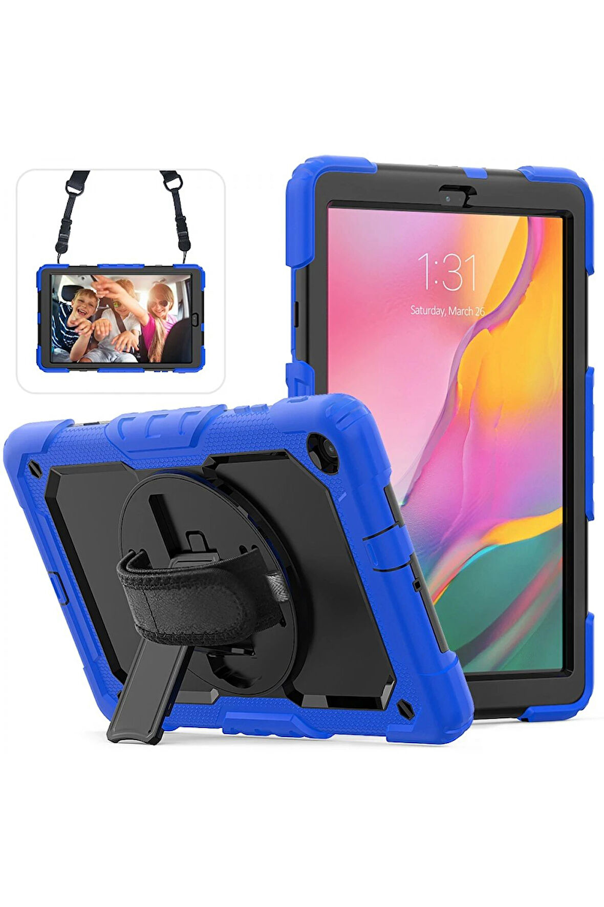 Samsung Galaxy T510 Tab A 10.1 Kılıf Pars Tablet Kapak - Mavi-(5796)