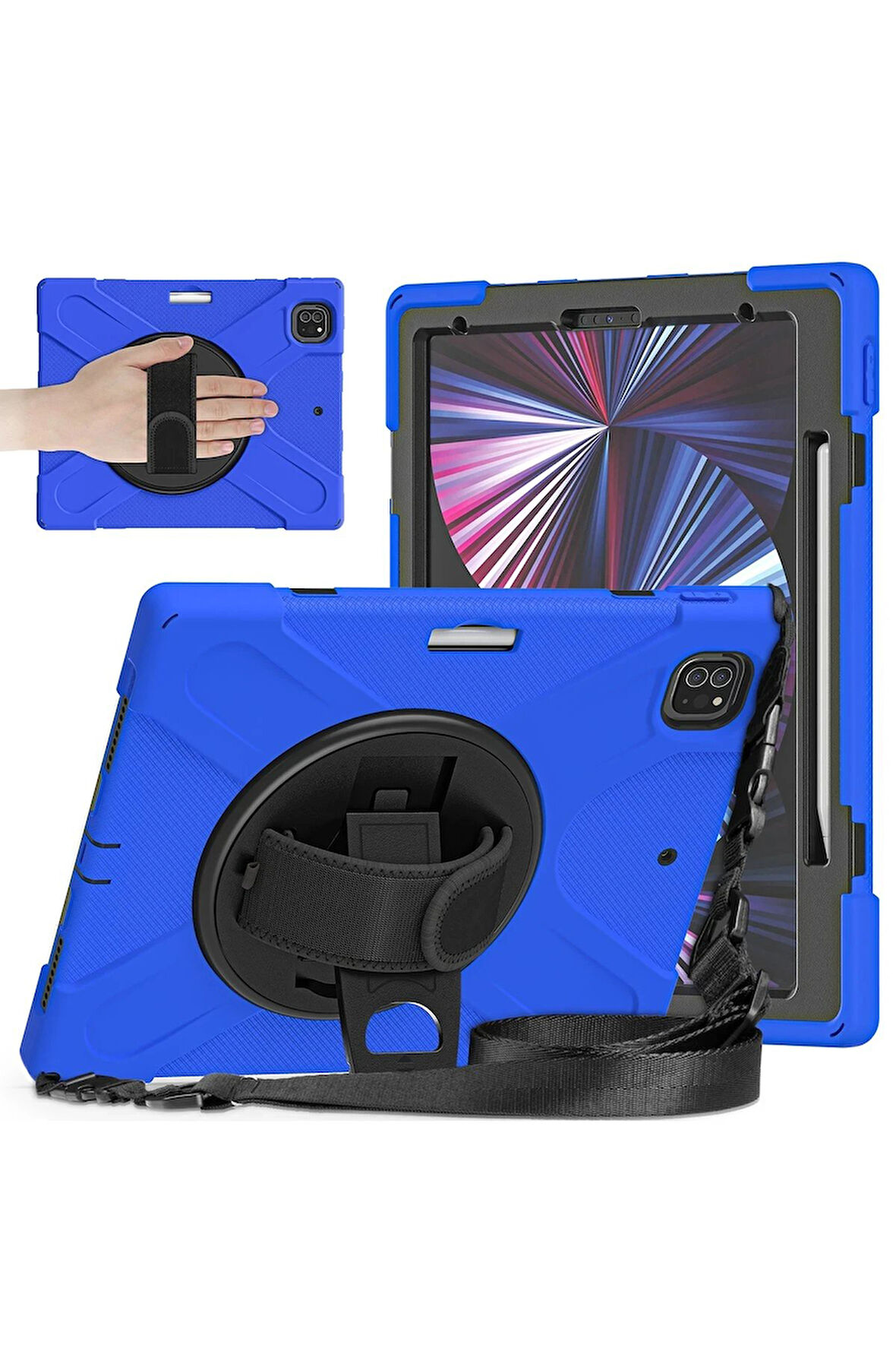 iPad Pro 12.9 (2020) Kılıf Amazing Tablet Kapak - Mavi-(5796)