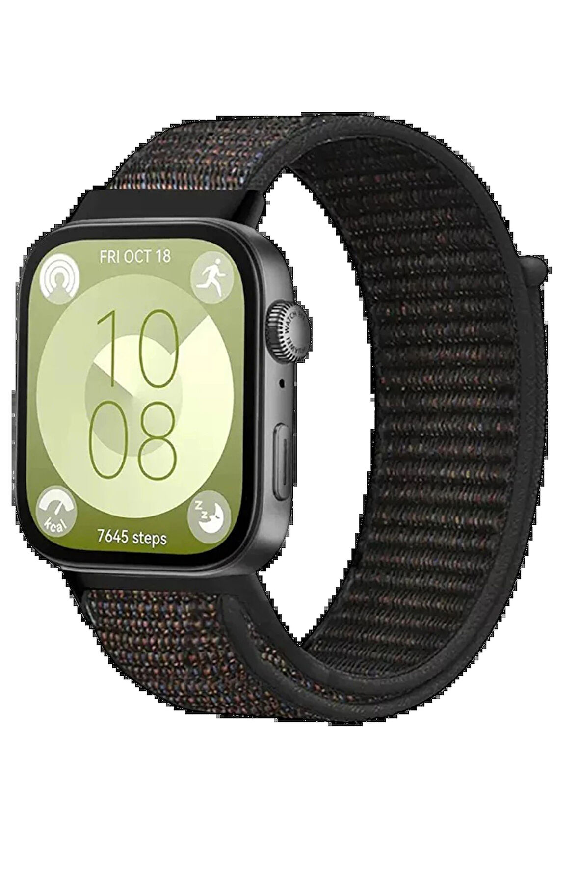 Huawei Fit 4 Hasırlı Cırtcırtlı Kordon - Siyah-(5796)