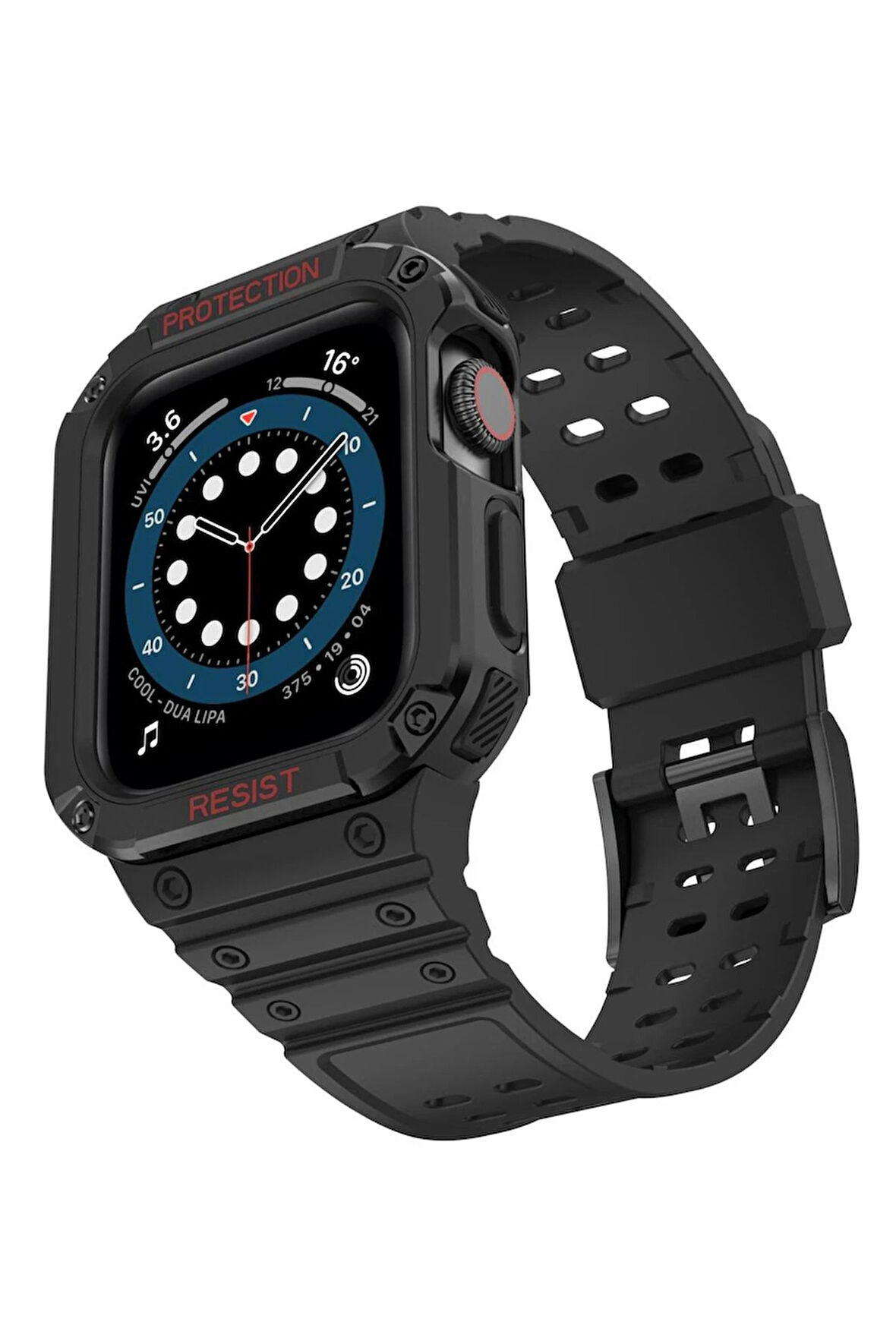 Apple Watch 42mm KR401 Silikon Kordon - Siyah-(5796)