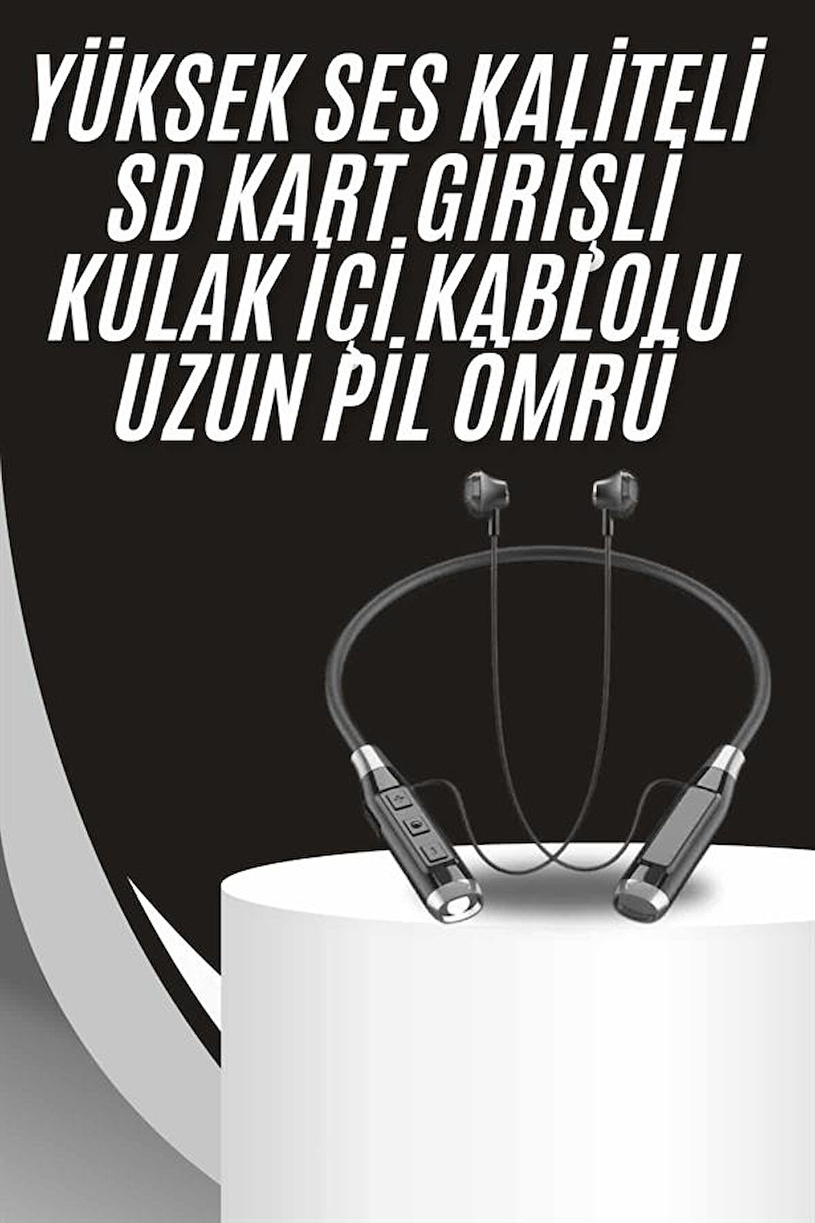 Boyun Bantlı Kulak İçi Kablolu Yüksek Ses Kaliteli Bluetooth Kulaklık