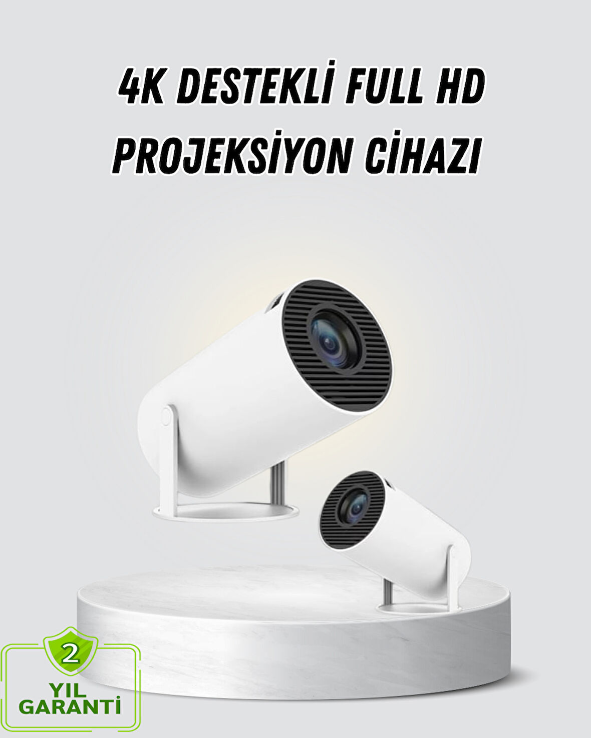 Full HD 4K Destekli Akıllı Projeksiyon – 130 inç Ekran Uzun Ömürlü Ampul ve 