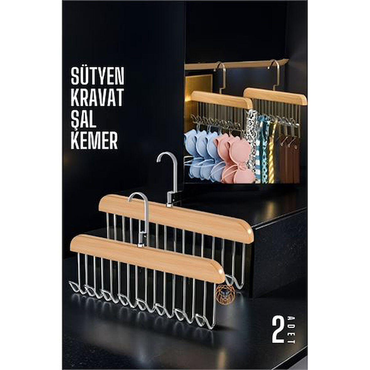 HSNET Dolap İçi Askı 2 adet Sütyen Şal Kravat Kemer Çanta