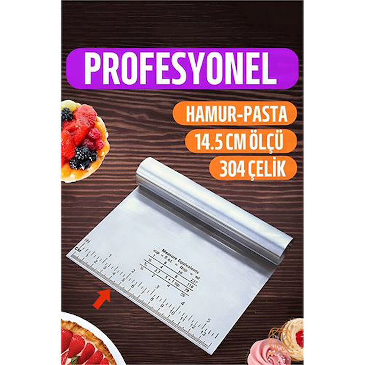HSNET Hamur Kesici Spatula Profesyonel 304 Paslanmaz Çelik