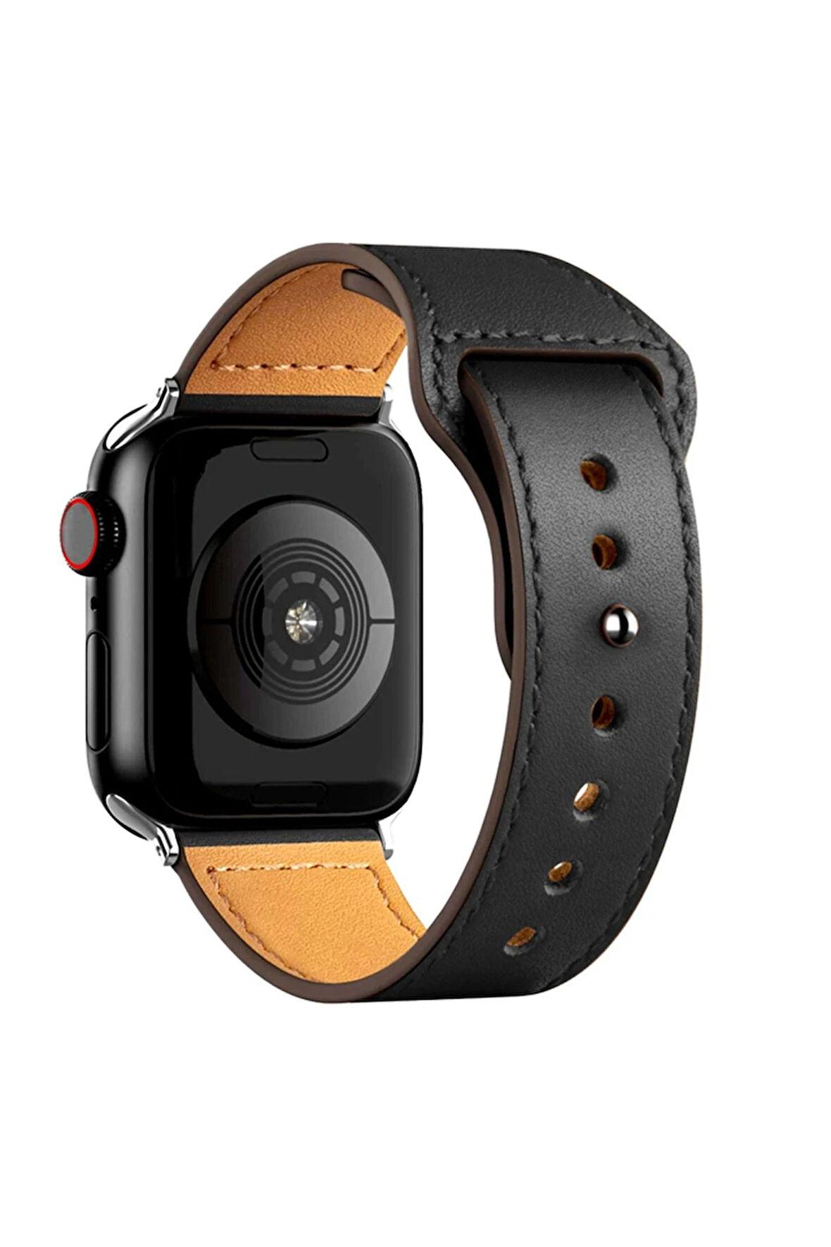 Apple Watch 38mm KR415 Luaz Deri Kordon - Siyah-(5796)