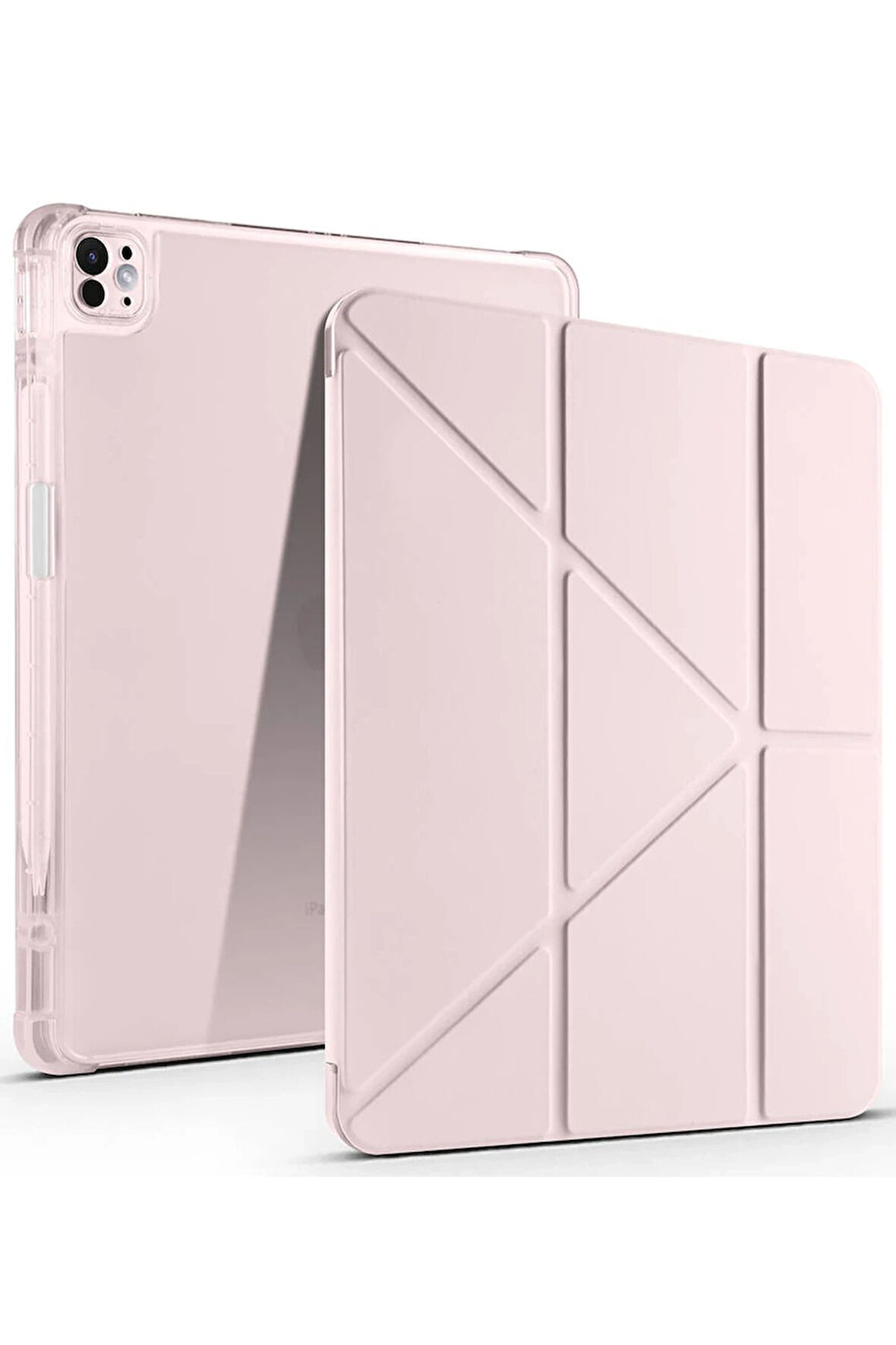 iPad Air 13 (2024) Kılıf Kalemlikli Mars Tablet Kılıfı - Rose Gold-(5796)