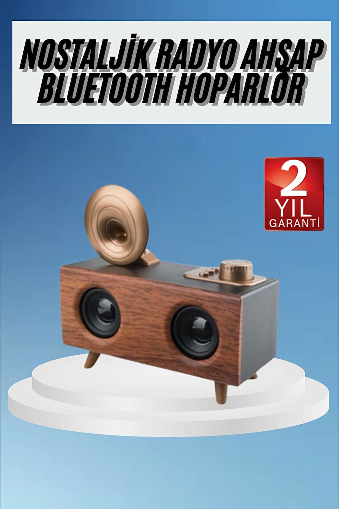 Gramafon Radyo Bluetooth Hoparlör Nostaljik Radyo FM Radyo