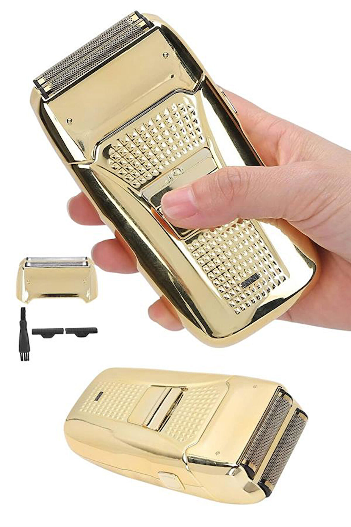 Sakal Kesme Tıraş Makinesi Paslanmaz Çelik Gold Şarjlı