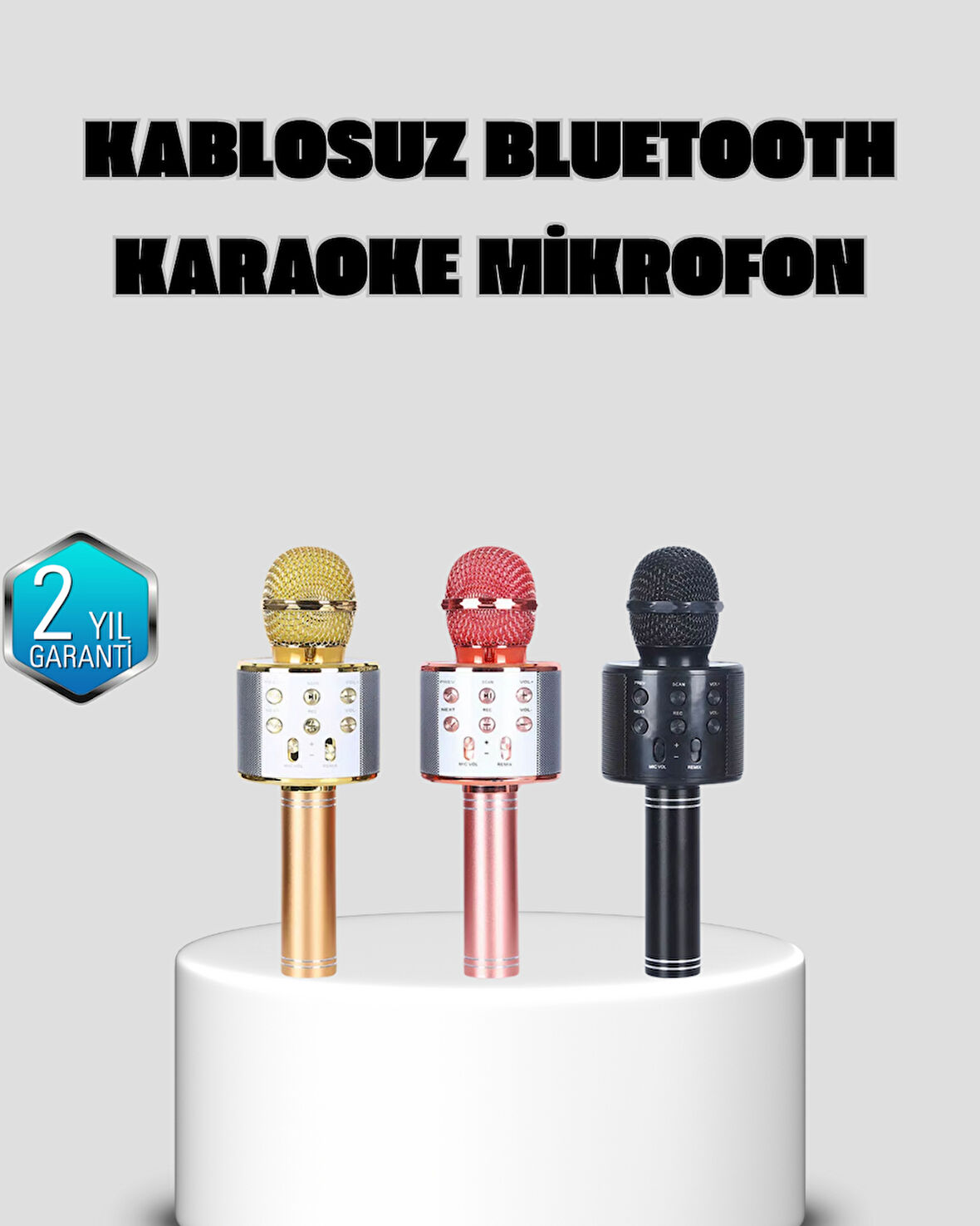 Taşınabilir Karaoke Mikrofon – Bluetooth USB ve AUX Girişli