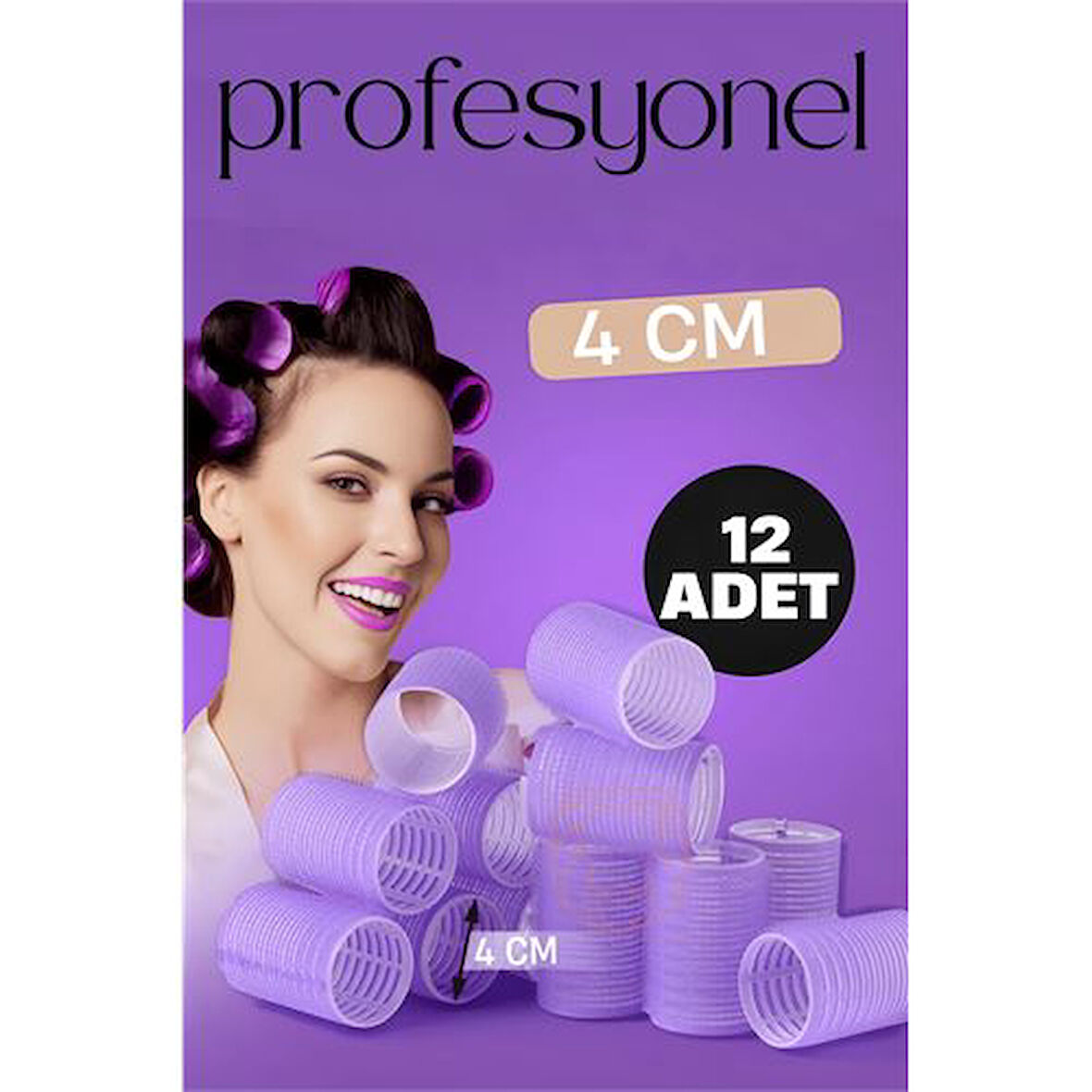 HSNET 4 Cm Bigudi Saç Bigudisi Profesyonel 12 ADET