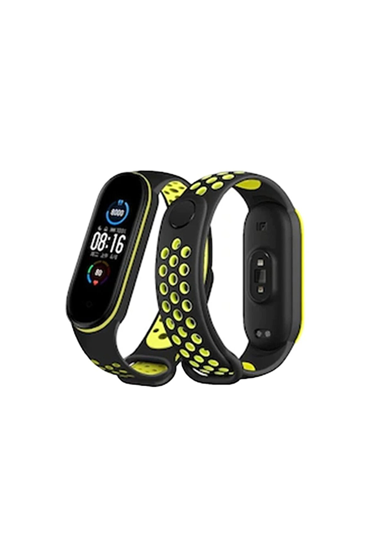 Xiaomi Mi Band 7 Spor Delikli Kordon - Siyah-Yeşil-(5796)