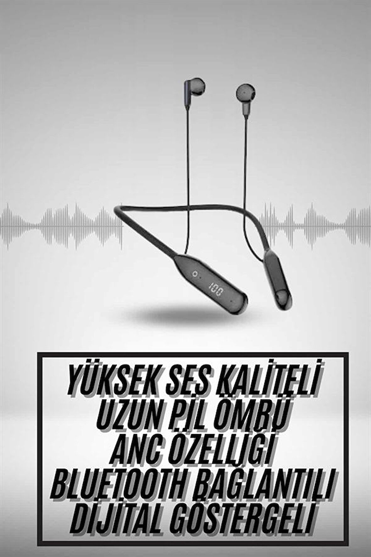 100 Saat Kablolu Boyun Askılı Dijital Göstergeli Bluetooth Kulaklık